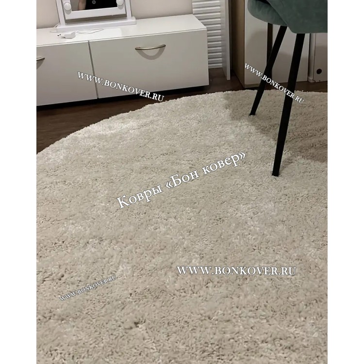 Белый Овальный Ковер С Длинным Ворсом