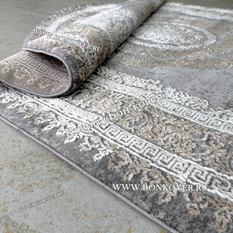 Классический Ковер Дизайн 93 Коричневый с Серым овал